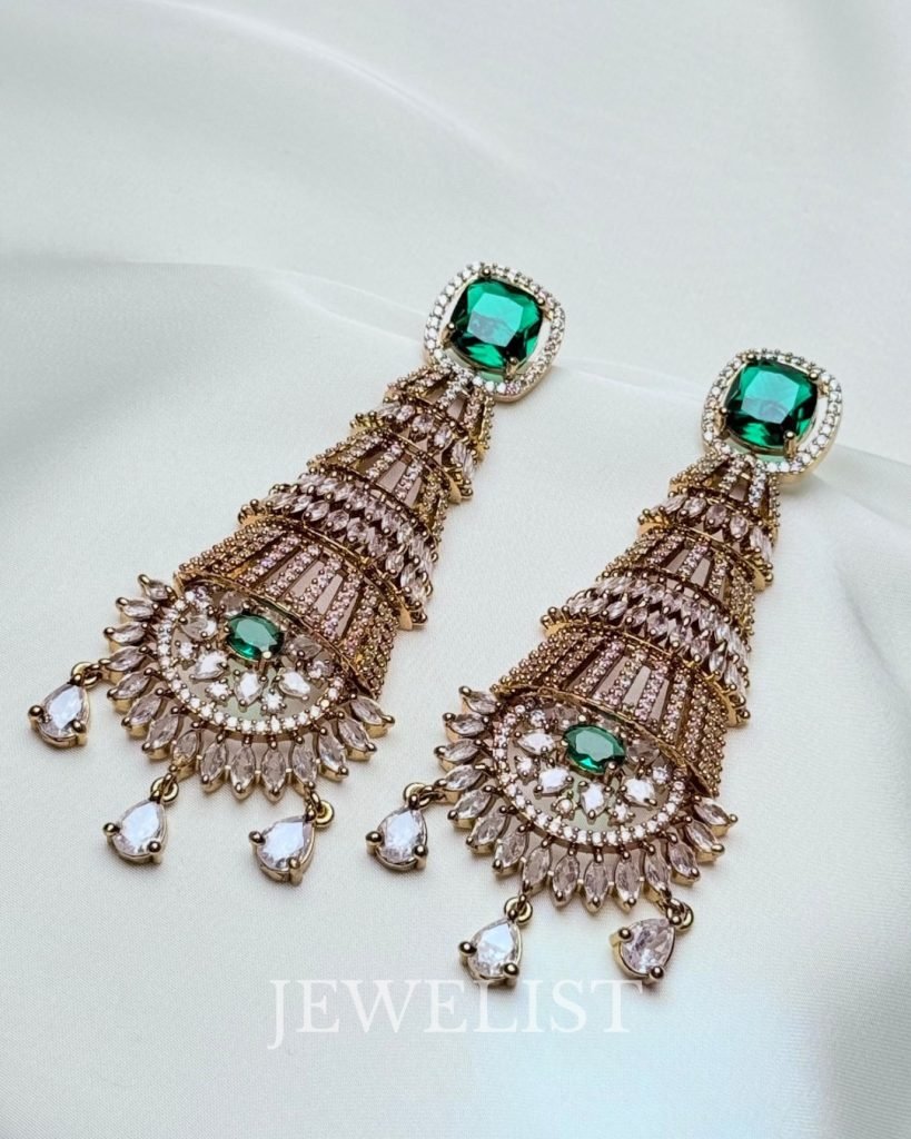 Dynasty Cascade Earrings Emerald Green