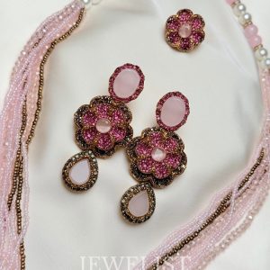 Flora Jewellery Set multi strand beaded necklace by Jewelist.pk