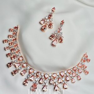 Champagne Dew Necklace Set crystal drops by Jewelist.pk