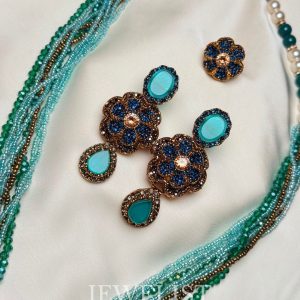 Flora Jewellery Set multi strand beaded necklace by Jewelist.pk