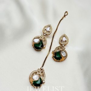 Mayura Necklace Set antique gold zircon Polki by Jewelist.pk