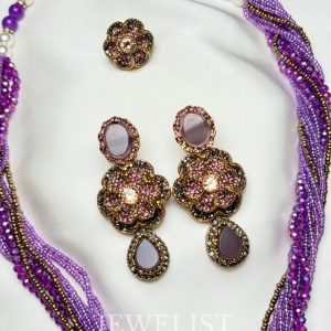 Flora Jewellery Set multi strand beaded necklace by Jewelist.pk