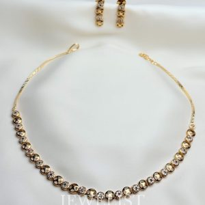Gold Disk Necklace Set – Single line Pakistani artificial jewellery