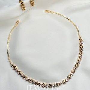 Gold Disk Necklace Set – Single line Pakistani artificial jewellery