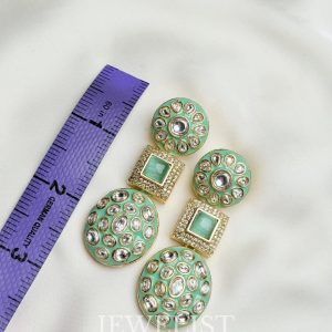 Pistachio Meenakari Danglers – Mint Green Festive Earrings Pakistan
