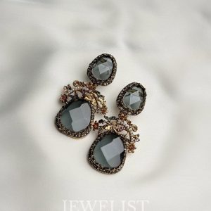 Mosaic Petal Earrings colorful statement crystal earrings Pakistan - purple