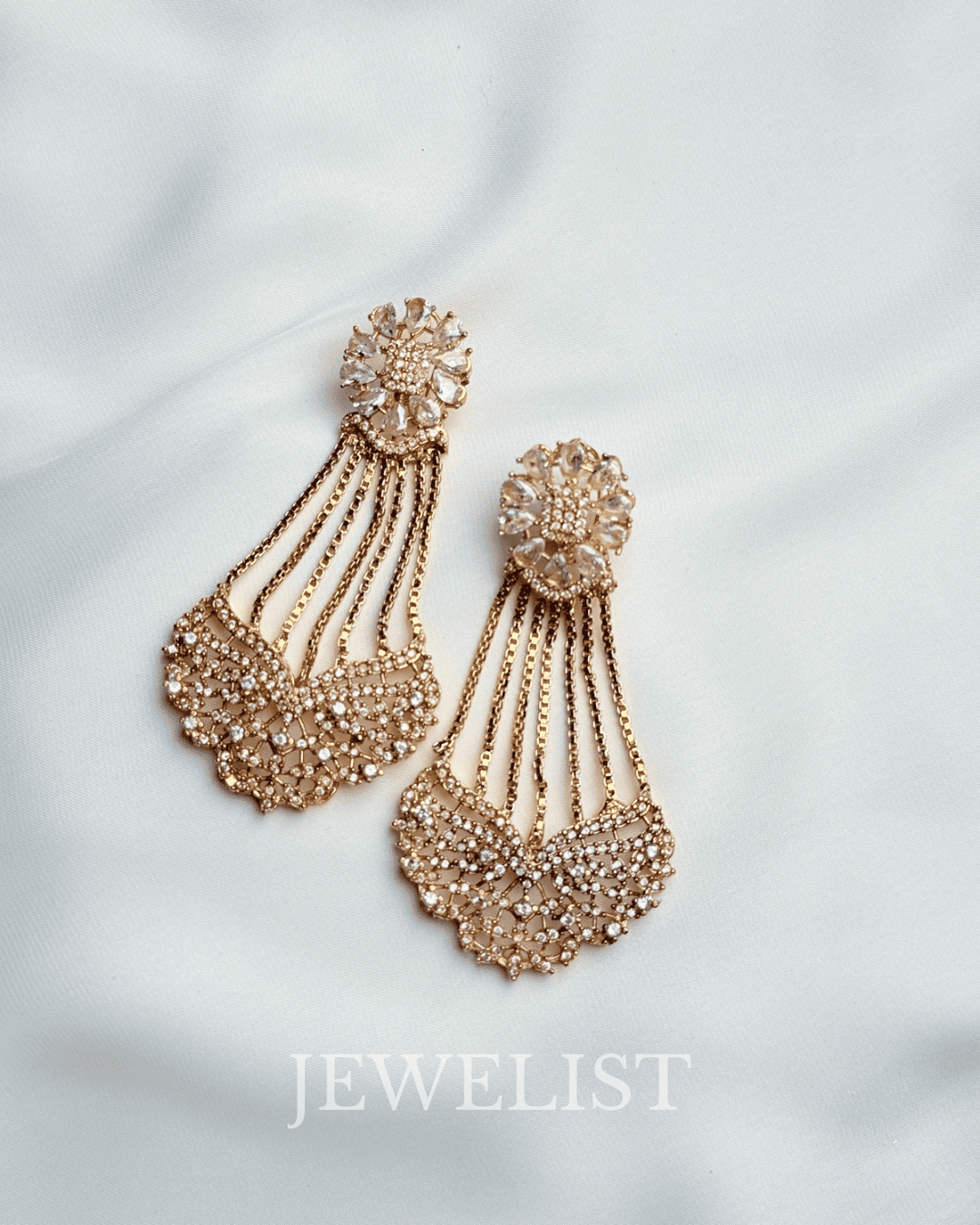 Lyra Gold Tone Earrings festive artificial jewellery Pakistan
