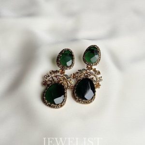 Mosaic Petal Earrings colorful statement crystal earrings Pakistan - purple