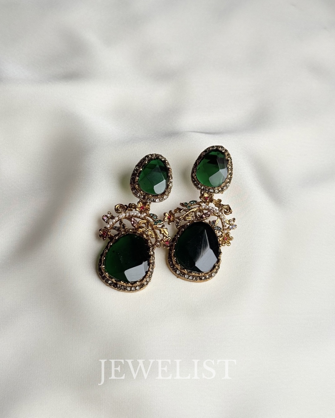 Mosaic Petal Earrings colorful statement crystal earrings Pakistan - purple