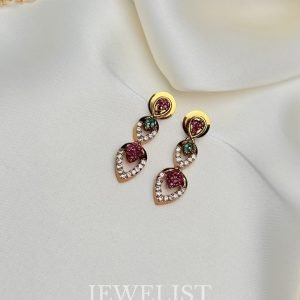 Multi Gemstone Leaf Necklace – Festive Pakistani artificial jewellery