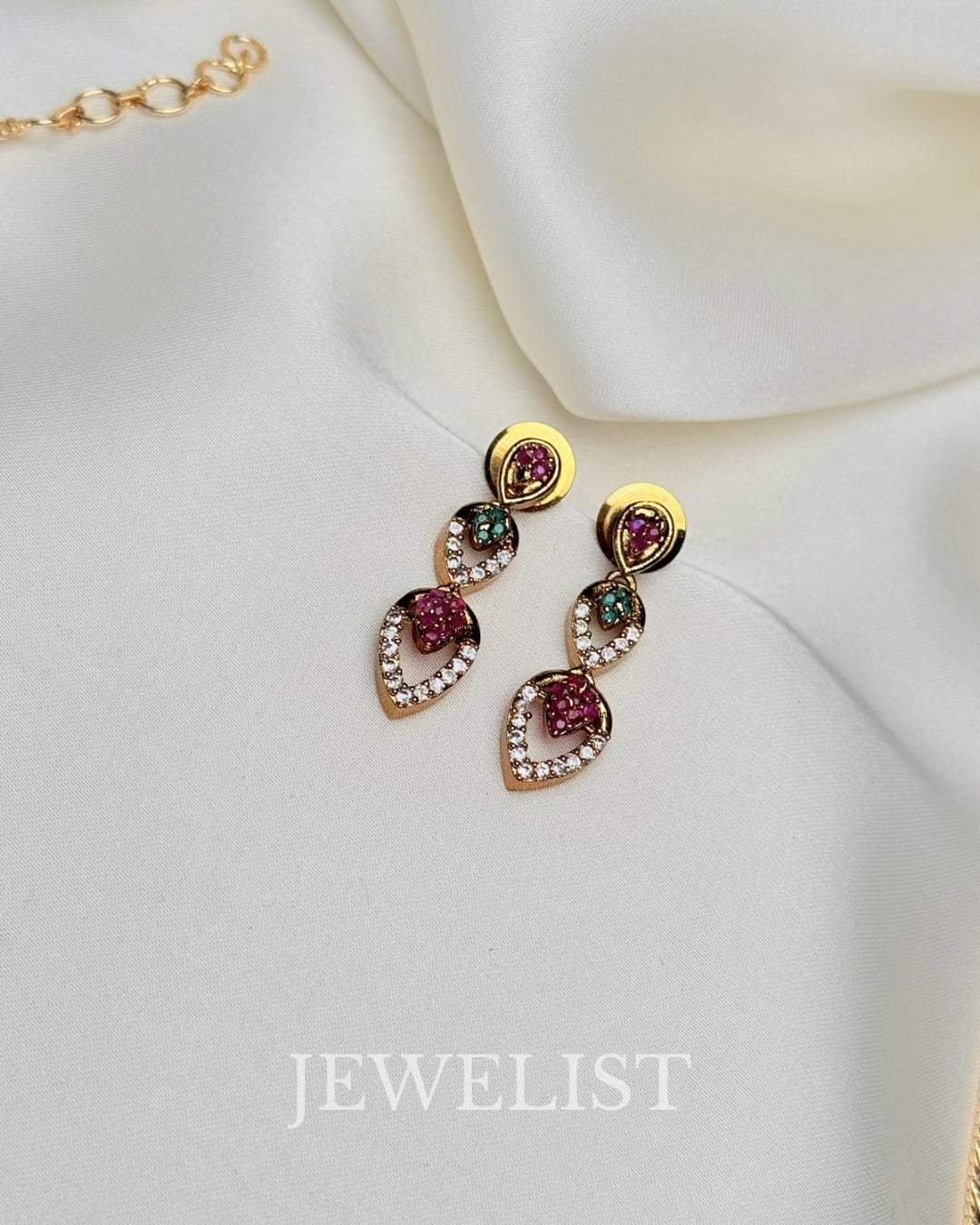 Multi Gemstone Leaf Necklace – Festive Pakistani artificial jewellery