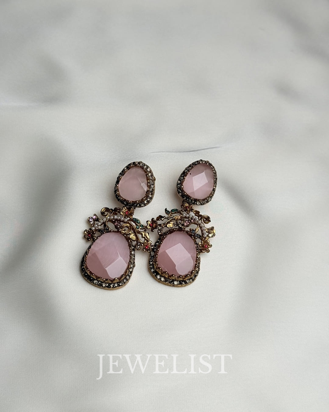 Mosaic Petal Earrings colorful statement crystal earrings Pakistan - purple