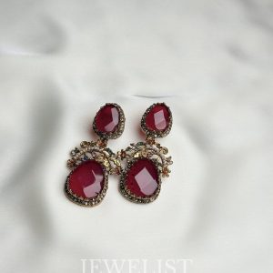 Mosaic Petal Earrings colorful statement crystal earrings Pakistan - purple