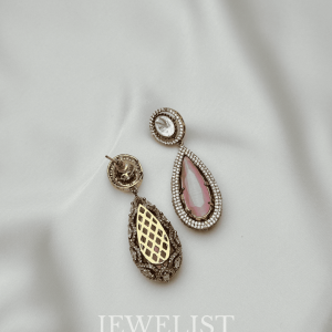 Roseate Cascade Necklace Set pink crystal Pakistani jewellery