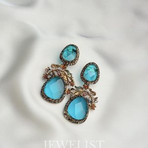 Mosaic Petal Earrings colorful statement crystal earrings Pakistan