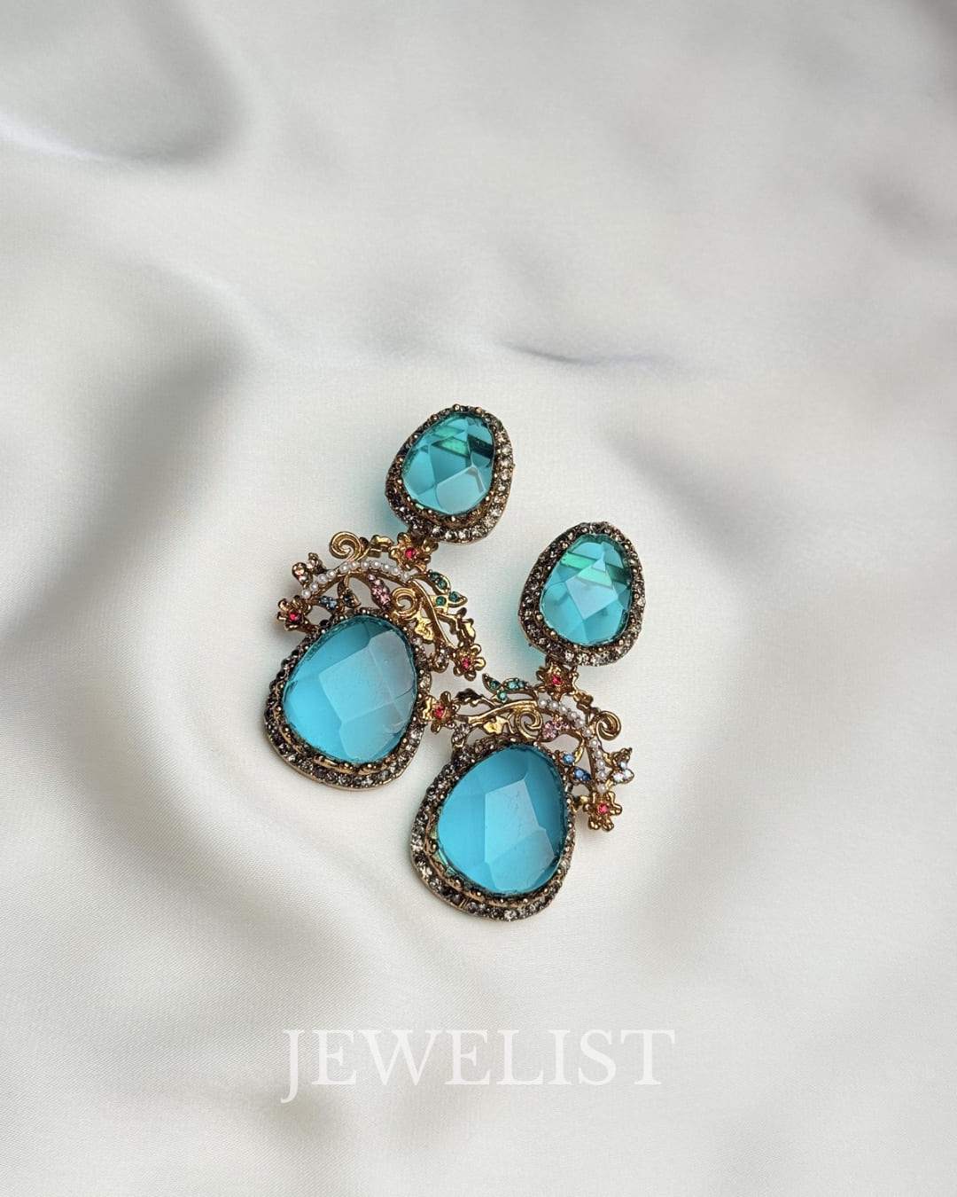 Mosaic Petal Earrings colorful statement crystal earrings Pakistan