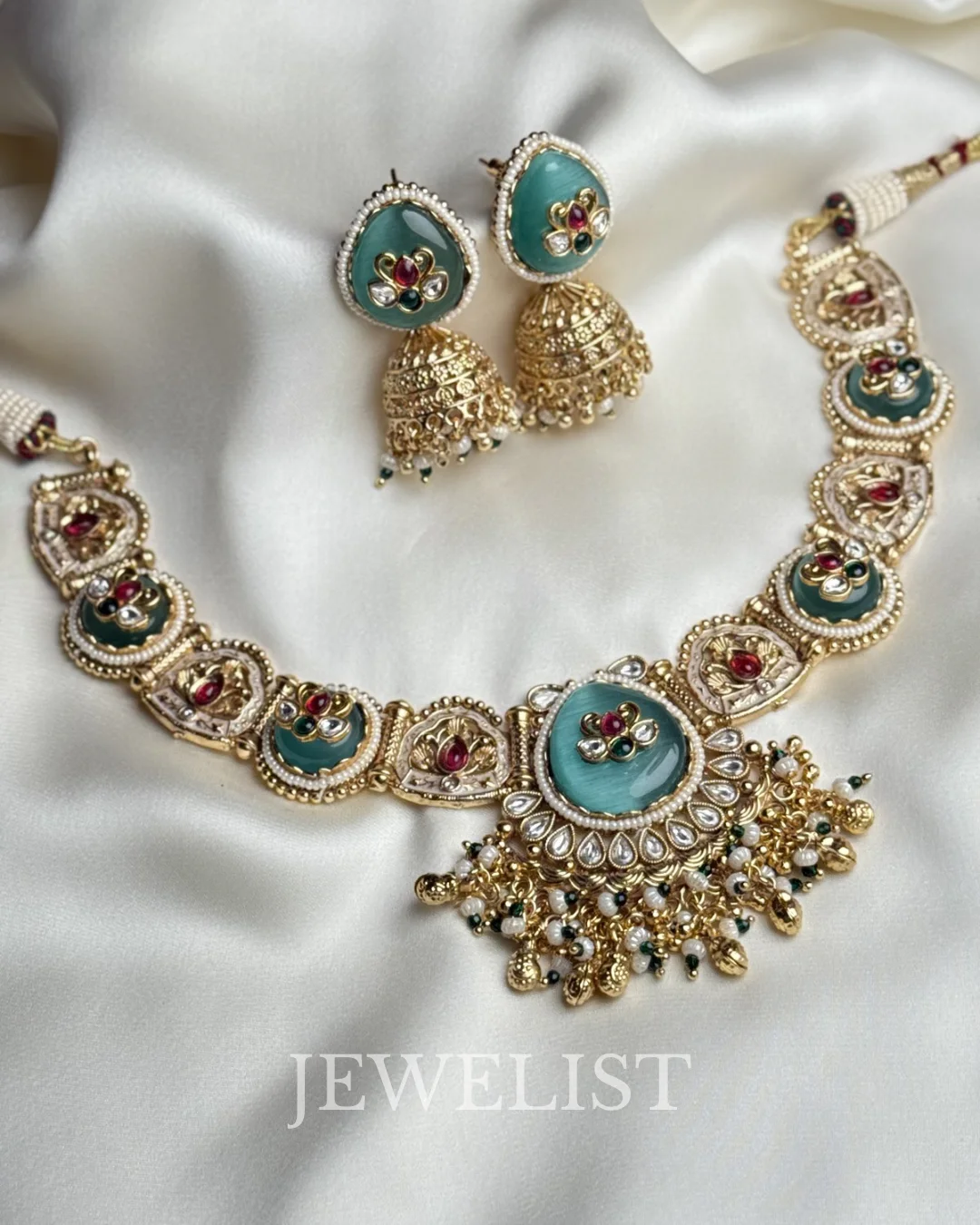 Turquoise Meena Set