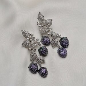 Purple Drop Earrings by Jewelist with berry-inspired drops and crystal-inspired leaf design