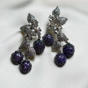Purple Drop Earrings by Jewelist with berry-inspired drops and crystal-inspired leaf design