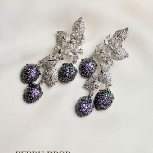 Purple Drop Earrings by Jewelist with berry-inspired drops and crystal-inspired leaf design