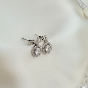 Isla Pearl Set matching oval crystal-inspired earrings by Jewelist