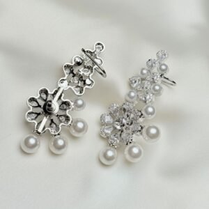 Pearl Floral Drop Earrings by Jewelist with pearl-like beads and crystal-inspired floral design