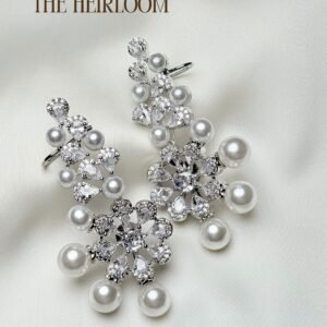 Pearl Floral Drop Earrings by Jewelist with pearl-like beads and crystal-inspired floral design