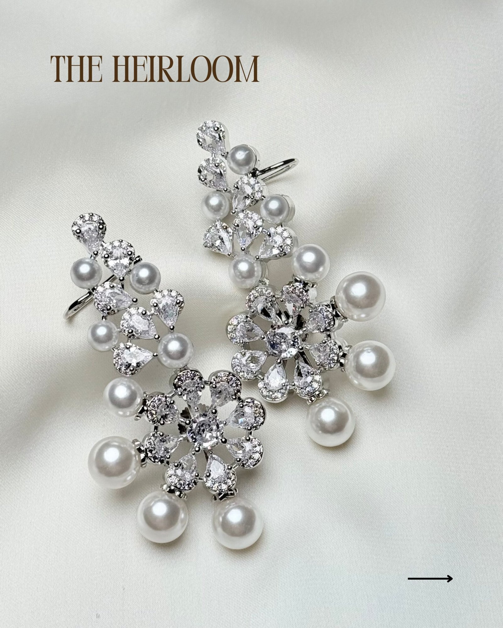 Pearl Floral Drop Earrings by Jewelist with pearl-like beads and crystal-inspired floral design